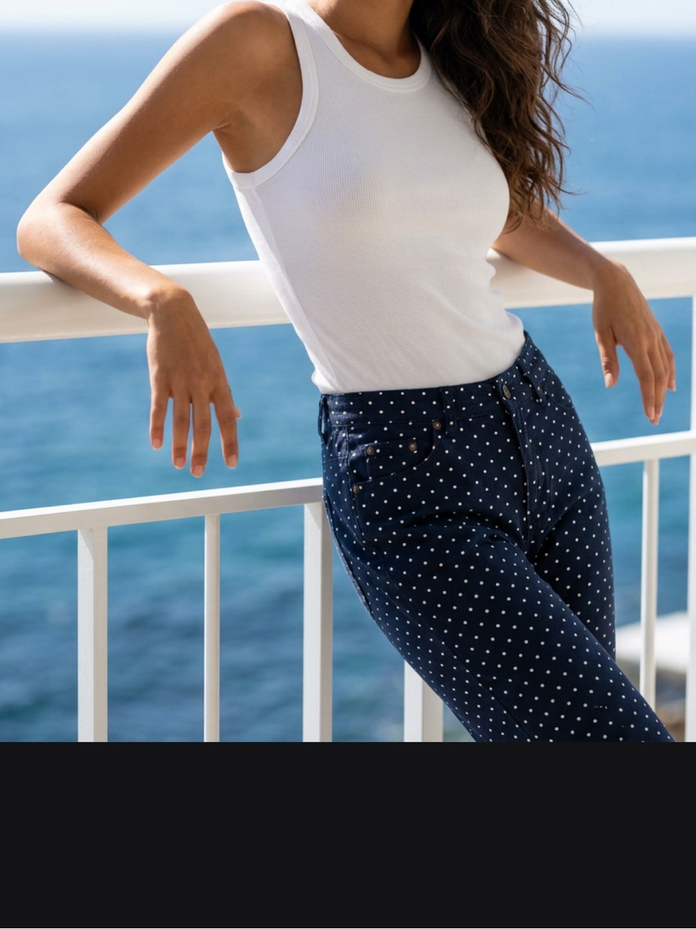 Ralph Lauren Navy and White Polka Dot Jeans-pans with Gold Button